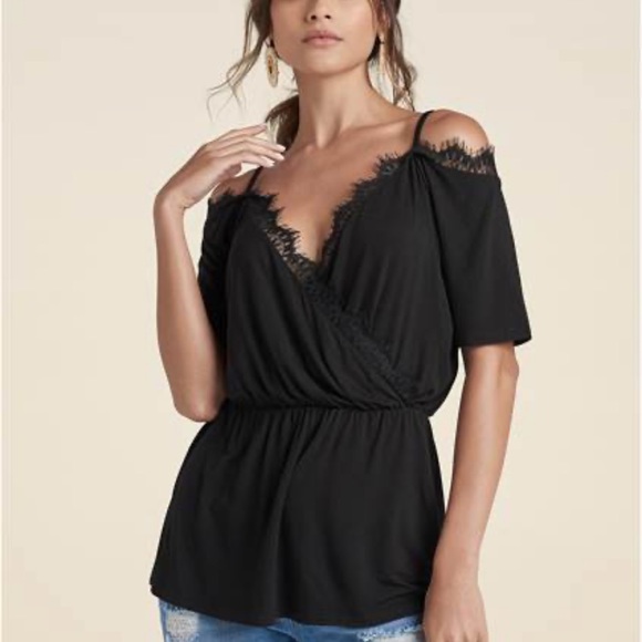 Cold-Shoulder Lace Top - Picture 1 of 5